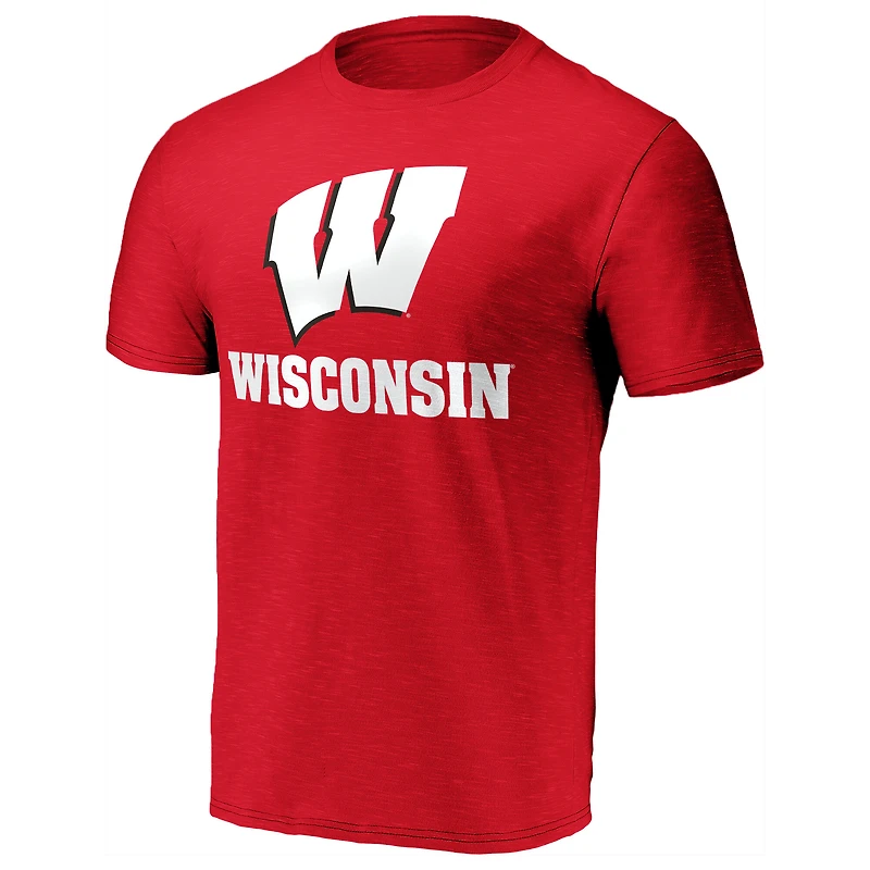 Men's Fanatics Red Wisconsin Badgers Lockup Space-Dye T-Shirt