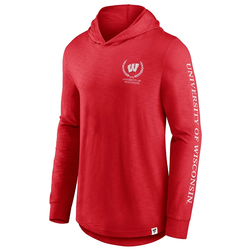 T-shirt à capuche manches longues Fanatics Red Wisconsin Badgers pour hommes