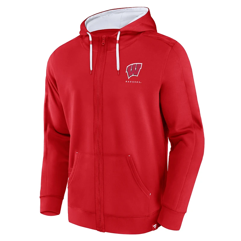 Men's Fanatics Red Wisconsin Badgers Power Index Full-Zip Hoodie
