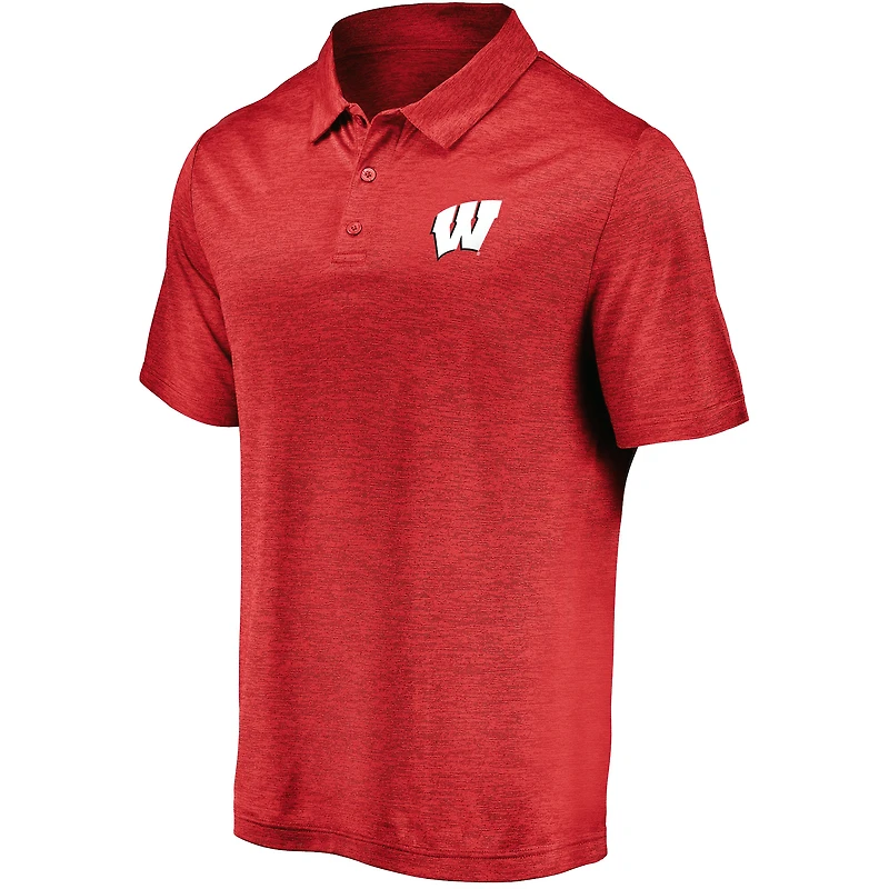 Polo strié rouge Wisconsin Badgers de marque Fanatics pour homme