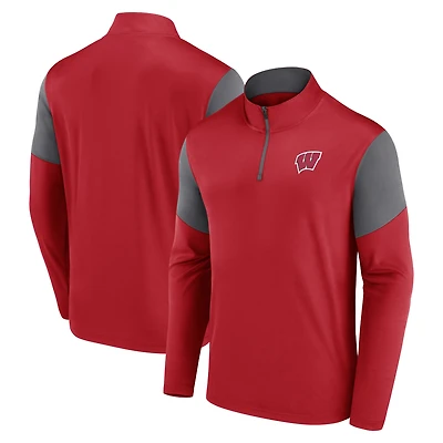 Men's Fanatics  Red Wisconsin Badgers Primary Quarter-Zip Top