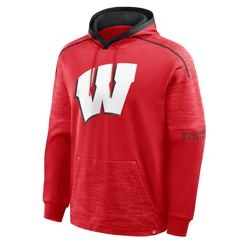 Sweat à capuche rouge Fanatics pour homme, Wisconsin Badgers Quad Defender