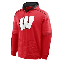 Sweat à capuche rouge Fanatics pour homme, Wisconsin Badgers Quad Defender