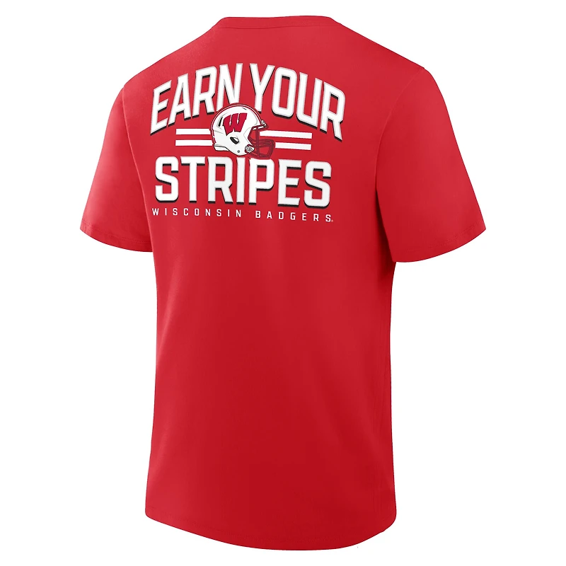 Men's Fanatics Red Wisconsin Badgers Quad Legacy T-Shirt