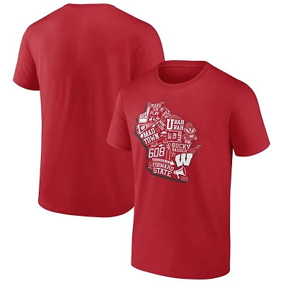 Men's Fanatics  Red Wisconsin Badgers State Elements T-Shirt