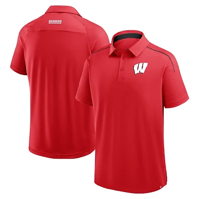 Men's Fanatics Red Wisconsin Badgers Take The Lead Defender Raglan Polo