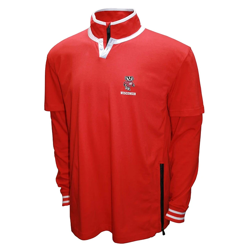 Men's Franchise Club Red Wisconsin Badgers 3-in-1 Double-Down T-Shirt & Quarter-Zip Pullover Set