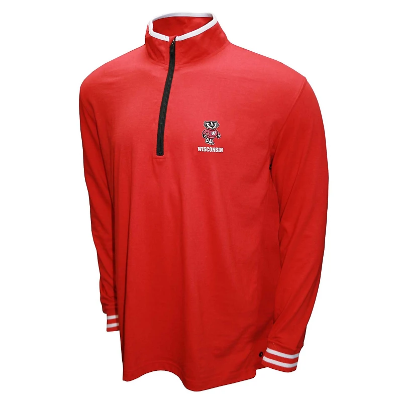 Men's Franchise Club Red Wisconsin Badgers 3-in-1 Double-Down T-Shirt & Quarter-Zip Pullover Set