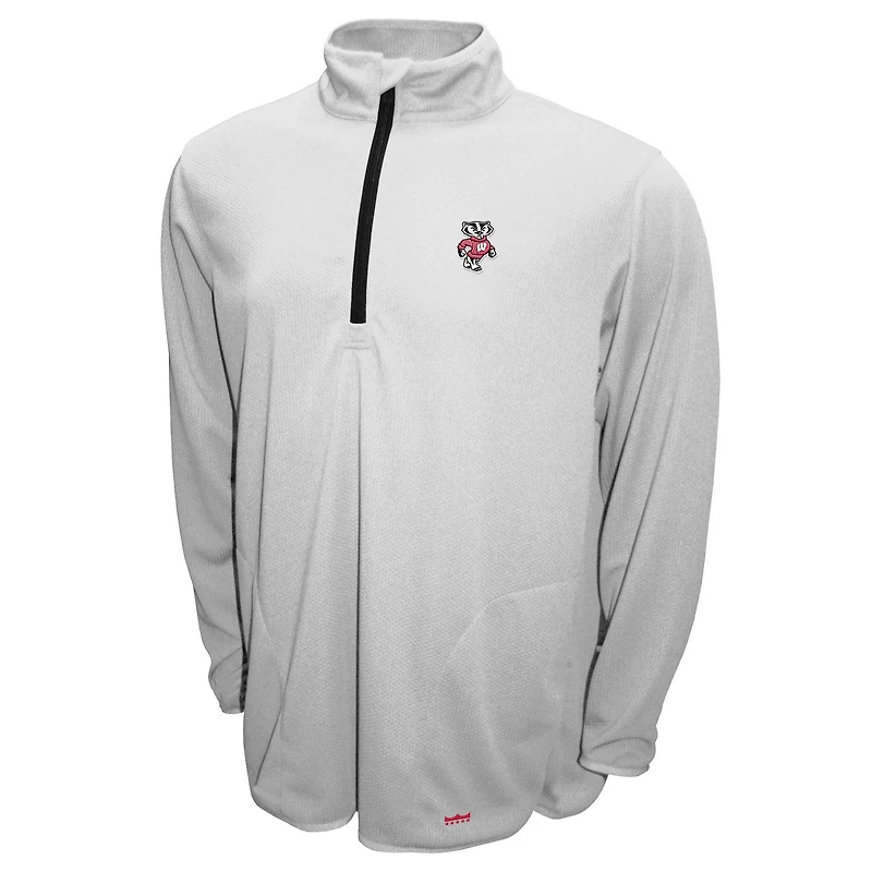 Men's Franchise Club White Wisconsin Badgers Breeze Quarter-Zip Pullover