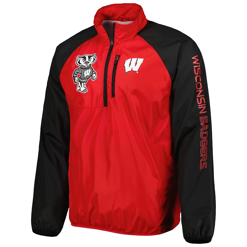 Men's G-III Sports by Carl Banks Red/Black Wisconsin Badgers Point Guard Raglan Half-Zip Jacket