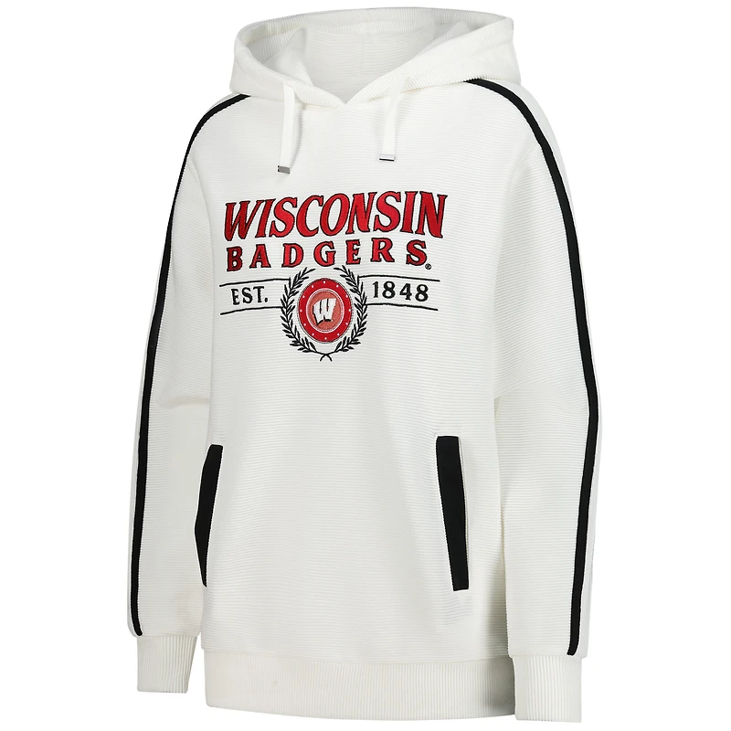 Men's Gameday Couture Cream Wisconsin Badgers Down, Set, Go Hoodie and Shorts Lounge Set