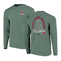 T-shirt à manches longues pour homme Wisconsin Badgers, couleurs confortables, motif sapin de Noël