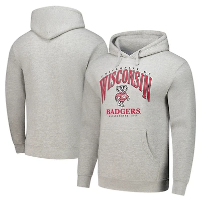 Sweat à capuche enfiler Essential Tall Arch pour homme, gris chiné, Wisconsin Badgers