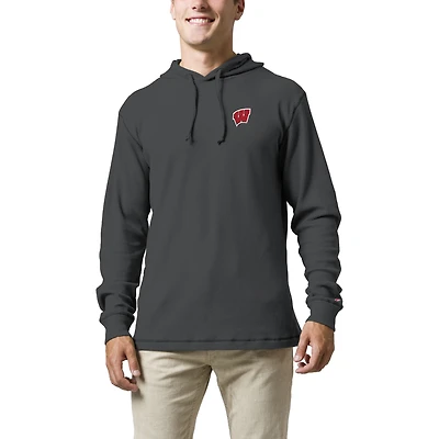 Men's League Collegiate Wear  Charcoal Wisconsin Badgers Waffle Knit Pullover Hoodie