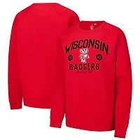 Men's League Collegiate Wear Red Wisconsin Badgers Bendy Arch Essential 2.0 Pullover Sweatshirt