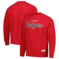 Sweat-shirt à capuche Elite Script rouge pour homme de Mitchell & Ness Wisconsin Badgers