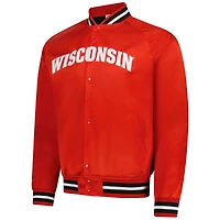 Men's Mitchell & Ness Red Wisconsin Badgers Lightweight Satin Raglan Full-Snap Jacket