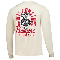 T-shirt à manches longues pour homme, motif mascotte des Wisconsin Badgers, couleurs naturelles et confortables