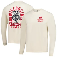 T-shirt à manches longues pour homme, motif mascotte des Wisconsin Badgers, couleurs naturelles et confortables