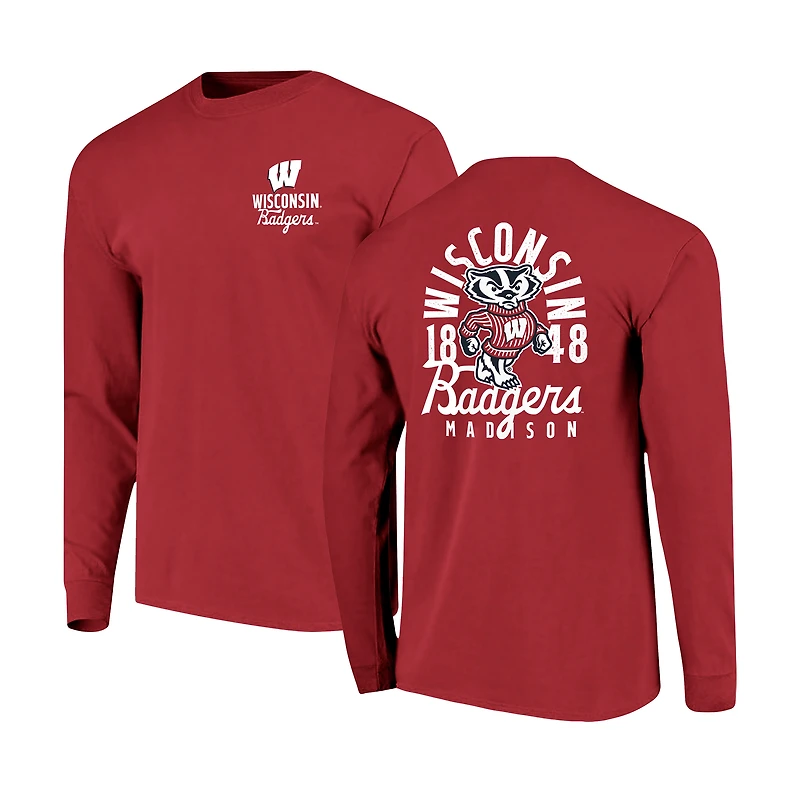 T-shirt à manches longues pour homme, motif mascotte des Wisconsin Badgers, couleurs confortables