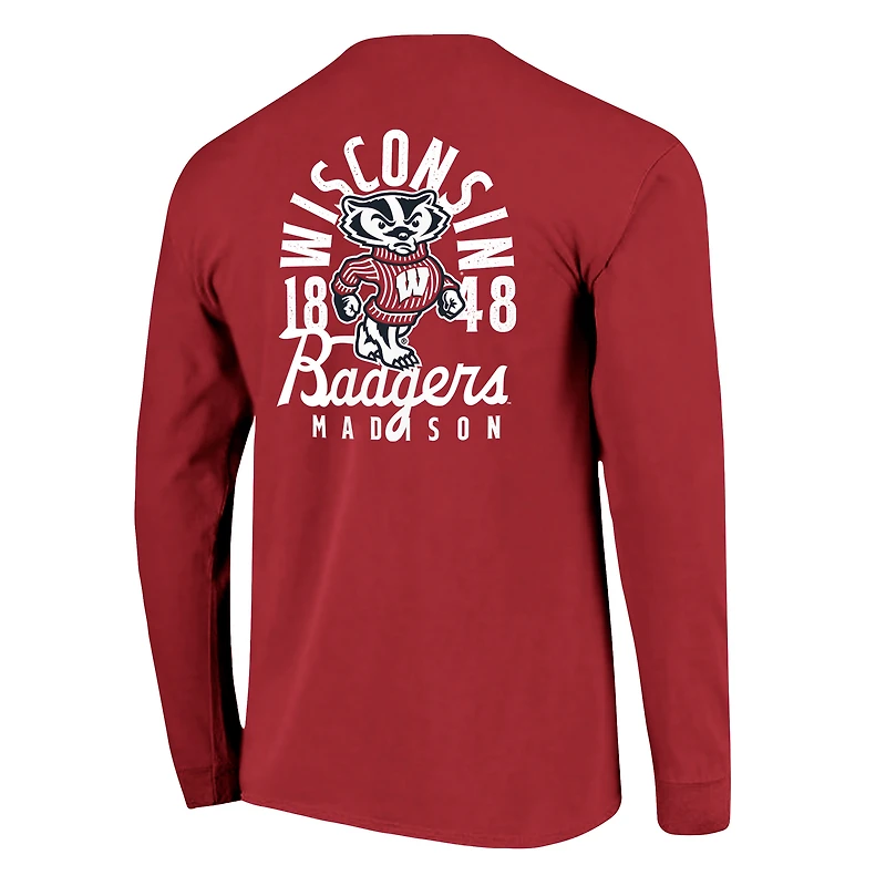 T-shirt à manches longues pour homme, motif mascotte des Wisconsin Badgers, couleurs confortables