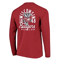 T-shirt à manches longues pour homme, motif mascotte des Wisconsin Badgers, couleurs confortables