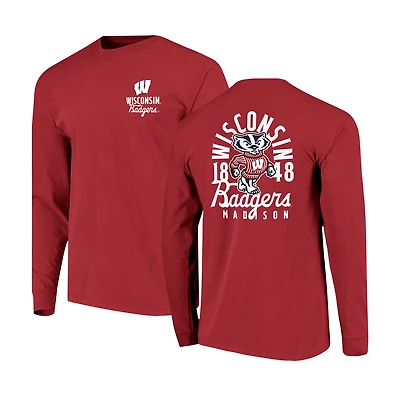 T-shirt à manches longues pour homme, motif mascotte des Wisconsin Badgers, couleurs confortables