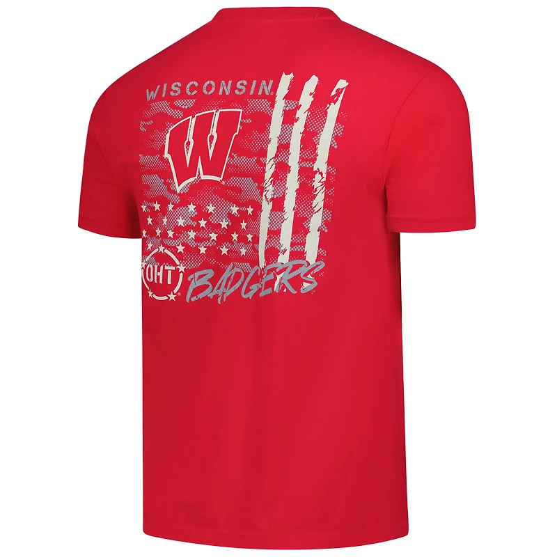 T-shirt camouflage rouge OHT des Wisconsin Badgers pour homme