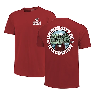 Men's  Red Wisconsin Badgers Comfort Colors Thick Lined Landscape T-Shirt