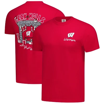 T-shirt rouge pour homme Wisconsin Badgers Deck the Halls Comfort Colors