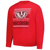 Men's  Red Wisconsin Badgers Holiday Fleece Sweatshirt