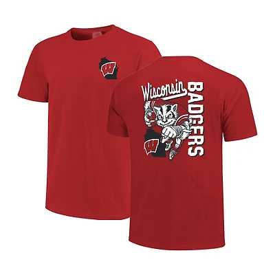 Men's Red Wisconsin Badgers Sketched Mascot Comfort Colors T-Shirt