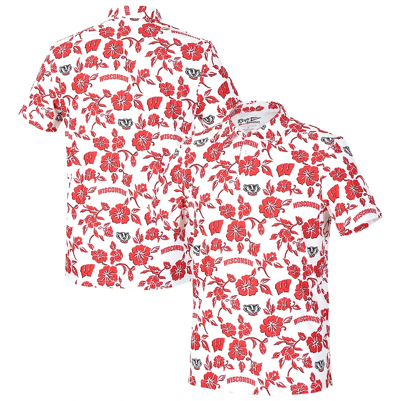 Polo Performance Pua blanc Reyn Spooner pour homme, des Wisconsin Badgers