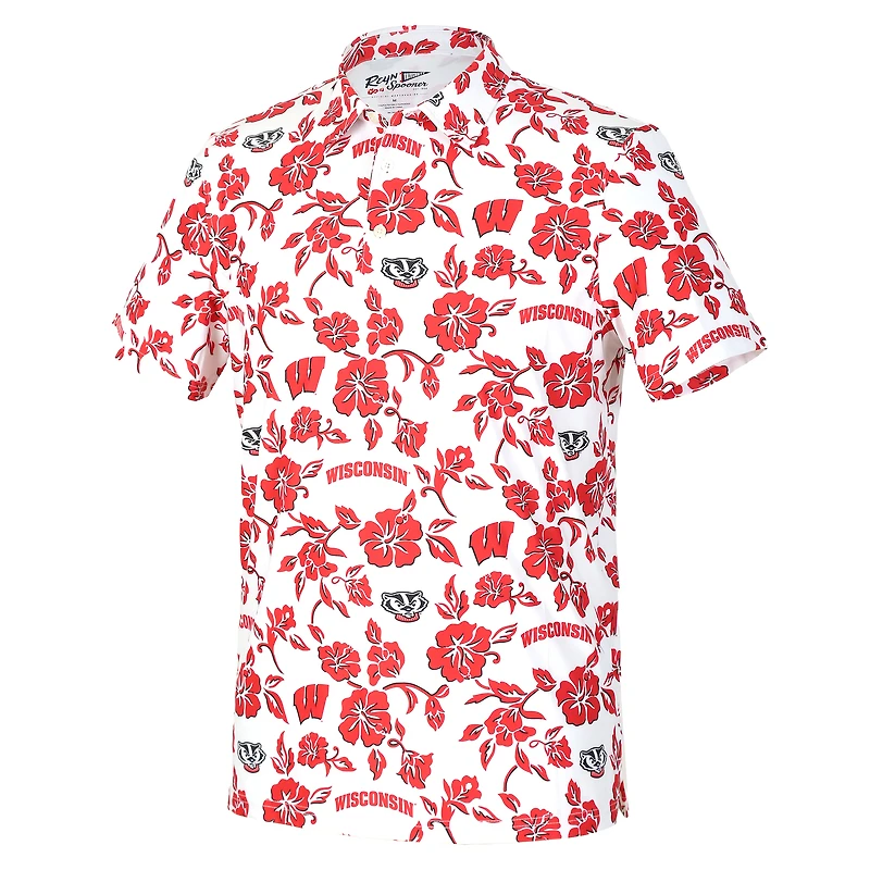 Polo Performance Pua blanc Reyn Spooner pour homme, des Wisconsin Badgers