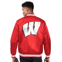 Veste universitaire rouge à deux coups des Wisconsin Badgers pour homme, coupe-vent en satin boutons-pression