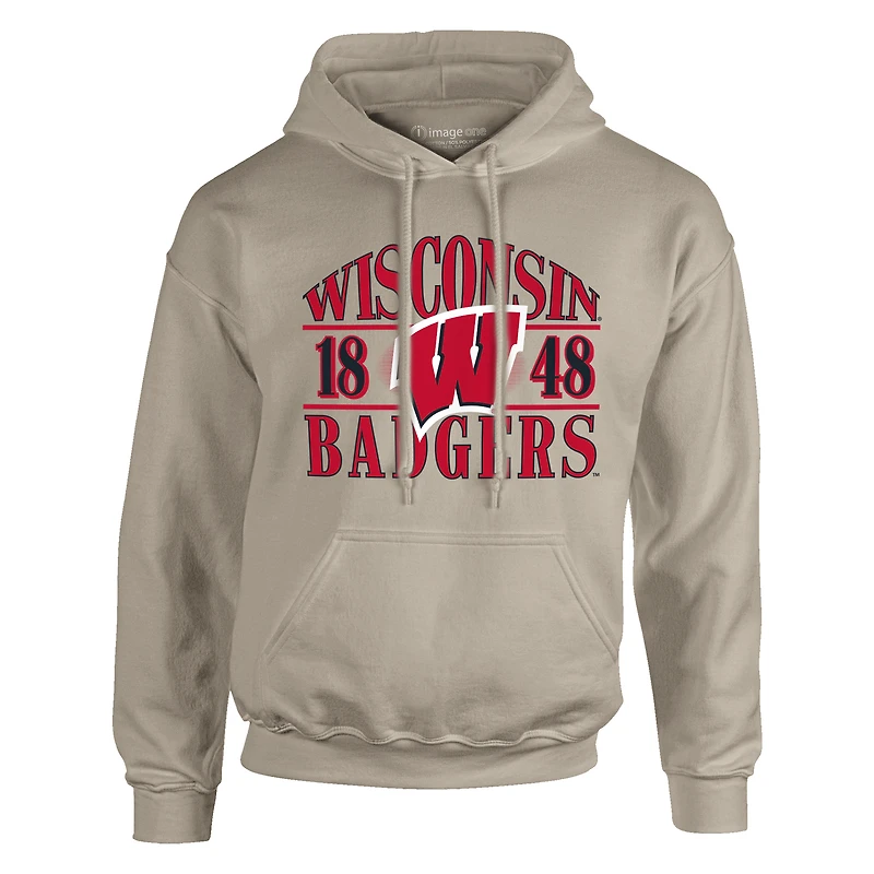 Sweat à capuche pour homme avec lettres Upper Arch des Wisconsin Badgers de couleur beige