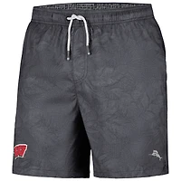 Men's Tommy Bahama Black Wisconsin Badgers Naples Layered Leaves Swim Trunks
