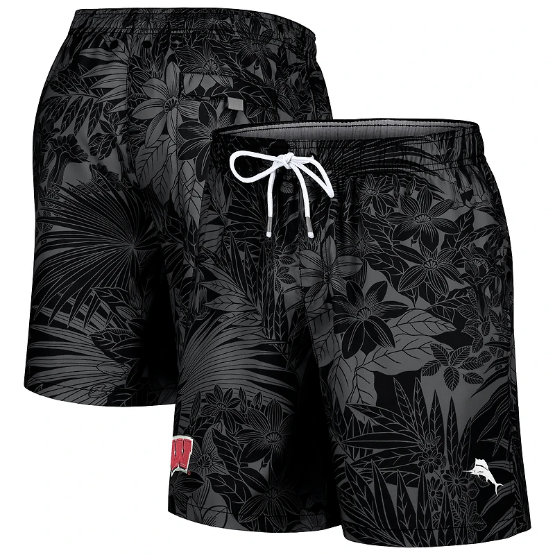 Short de bain noir Tommy Bahama pour homme Wisconsin Badgers Naples Santiago Palms