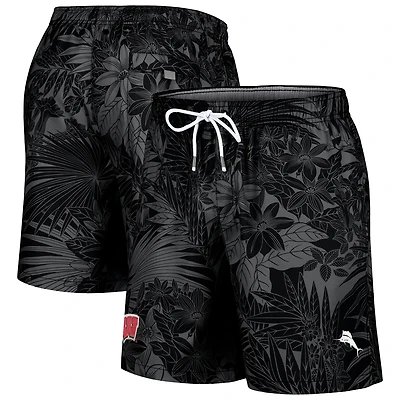 Short de bain noir Tommy Bahama pour homme Wisconsin Badgers Naples Santiago Palms
