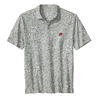 Polo Tommy Bahama gris Wisconsin Badgers IslandZone Wild Hibiscus Tri-Blend pour homme