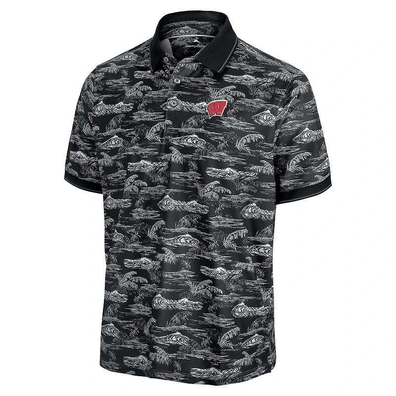 Polo Tommy Bahama gris pour homme, Wisconsin Badgers Sport Bay View IslandZone