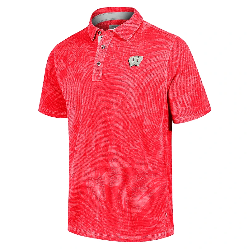 Polo Tommy Bahama Red Wisconsin Badgers pour homme, grande taille, de couleur rouge, style Santiago Paradise