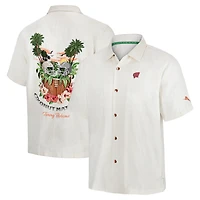 Chemise boutonnée blanche pour homme Tommy Bahama Wisconsin Badgers Coconut Matchup Camp