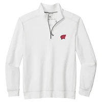 Veste demi-zip Tommy Bahama blanche pour homme, Wisconsin Badgers, Montego Bay
