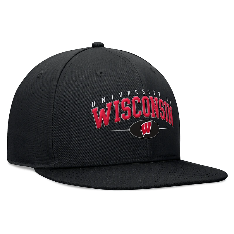 Casquette Snapback Top of the World noire des Badgers du Wisconsin pour hommes
