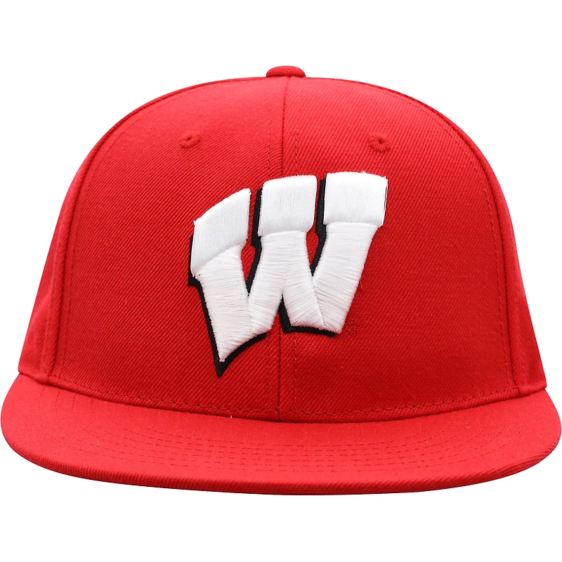 Chapeau ajusté de couleur rouge Wisconsin Badgers Team Top of the World pour hommes