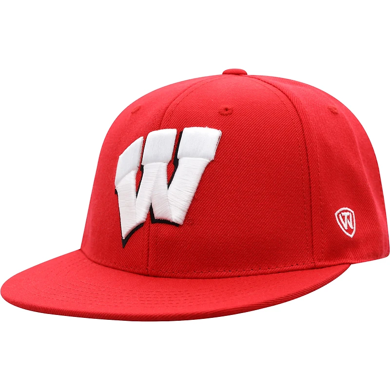 Chapeau ajusté de couleur rouge Wisconsin Badgers Team Top of the World pour hommes