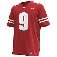 Men's Under Armour Billy Edwards Jr Red Wisconsin Badgers Home  NIL Football Replica Jersey