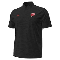 Men's Under Armour Black Wisconsin Badgers Drive Camo Jacquard Polo