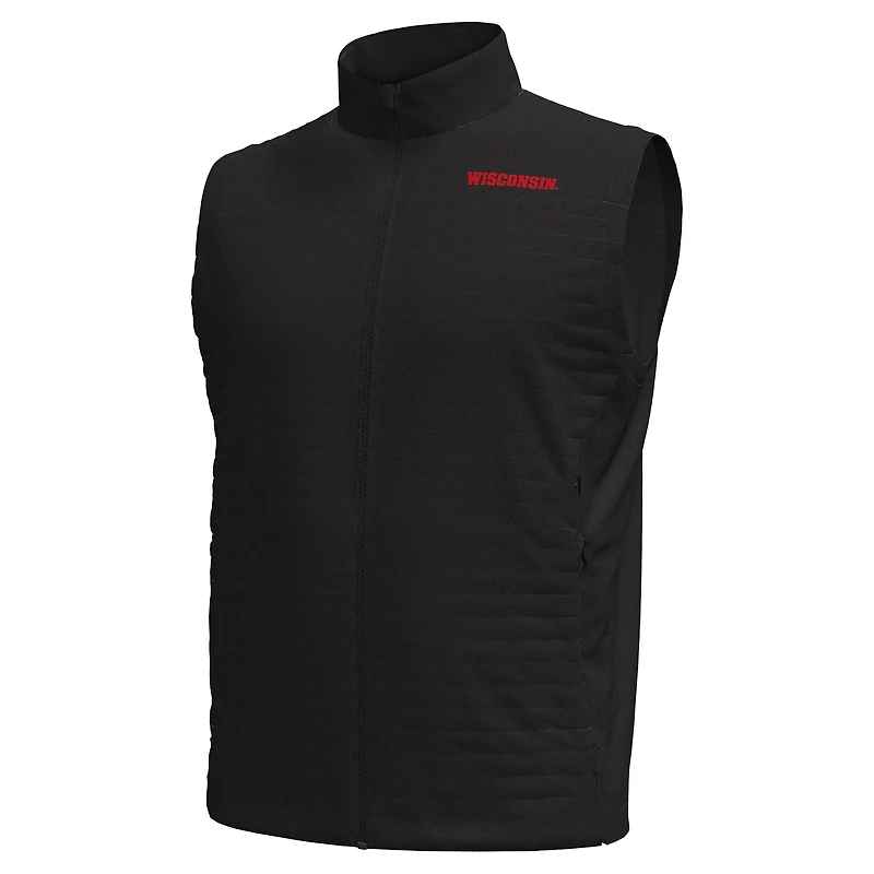 Gilet zippé Under Armour noir Wisconsin Badgers Drive Pro Storm pour homme